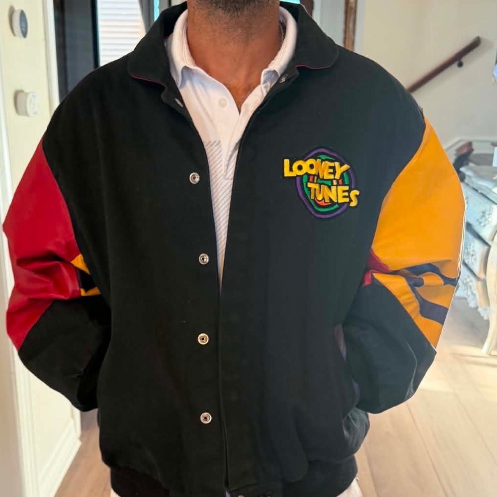 Vintage Looney Tunes Jeff Hamilton Varsity Jacket 90s Mens Large (Made in USA) - Picture 2 of 14